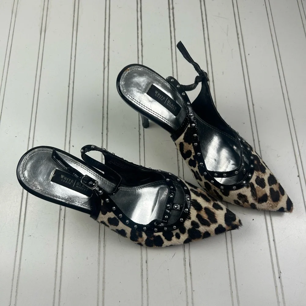 White House Black Market Y2K Jacquie Calf Hair Slingback Heels Cheetah Size 8.5 - Picture 8 of 11